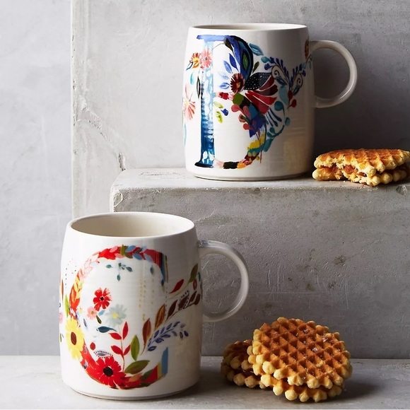 Petal Palette Starla M Halfmann Letter "C" Monogram Initial Mug Anthropologie - Picture 1 of 9